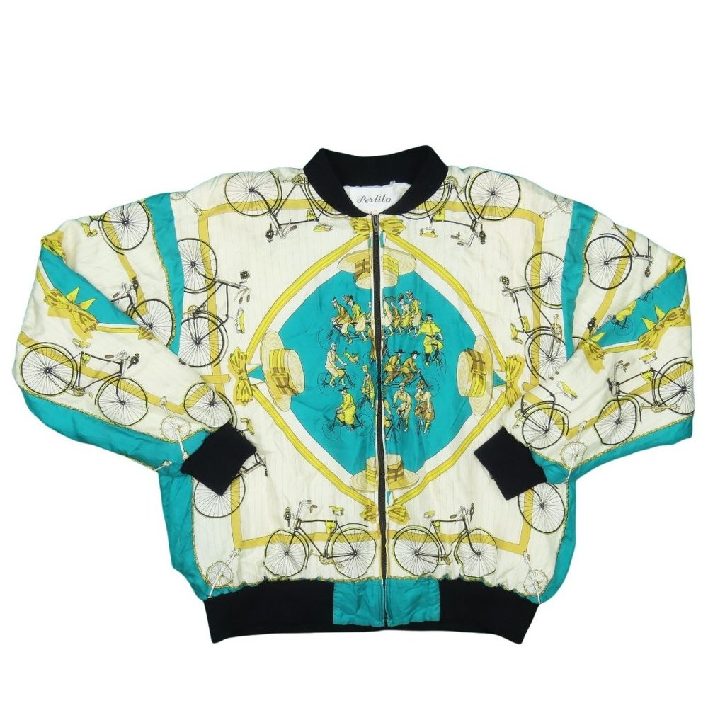 1990s Vintage Silk Bomber Jacket Size M